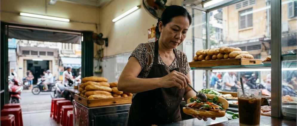 Ho Chi Minh City, Vietnam &mdash; b&aacute;nh m&igrave; & coffee shop