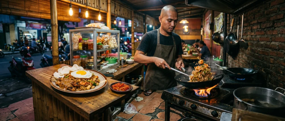 Jakarta, Indonesia &mdash; nasi goreng & sate warung